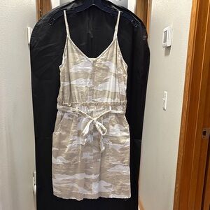 Beige Camo Tie-Waist Sundress